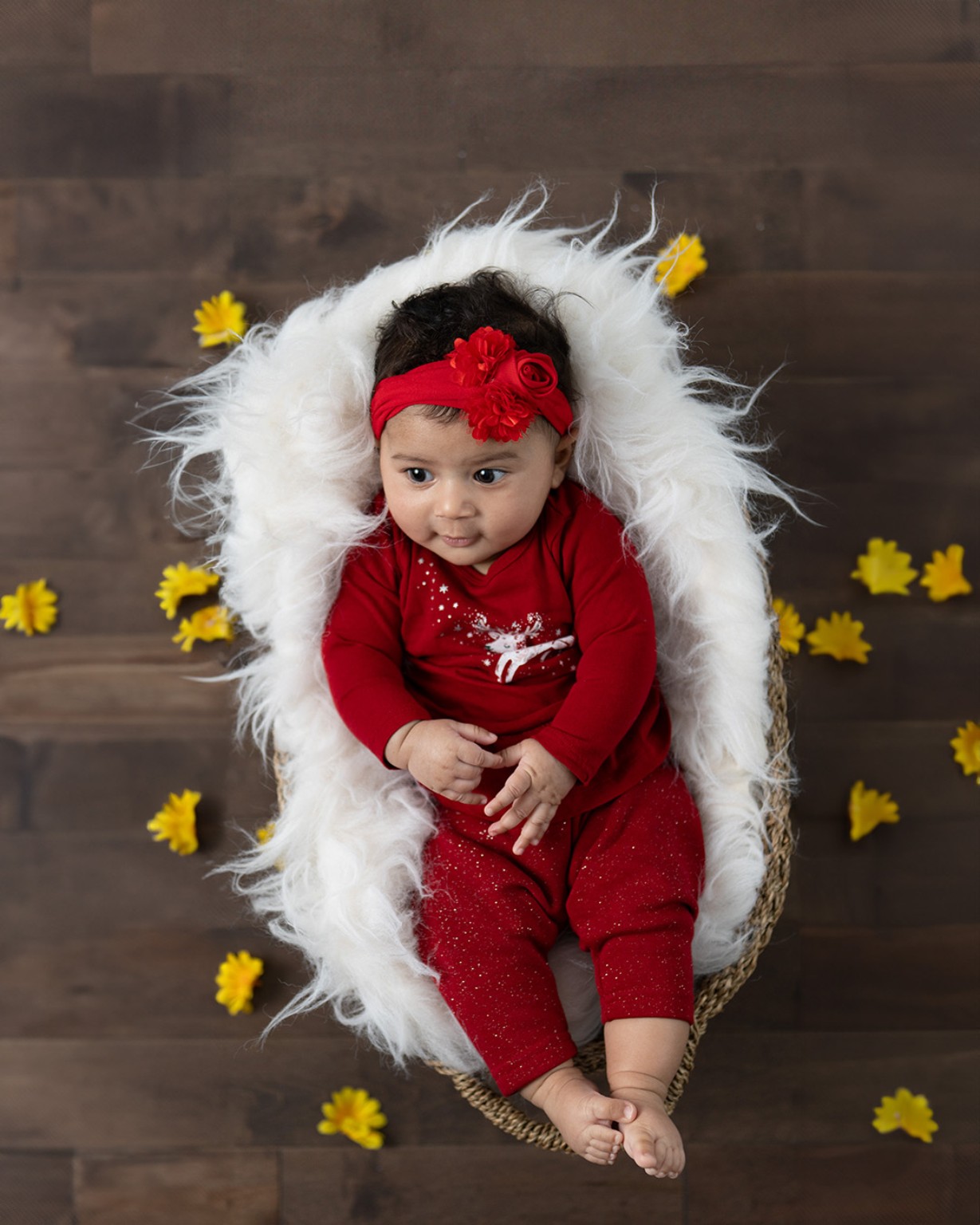 Baby portrait with red outfit