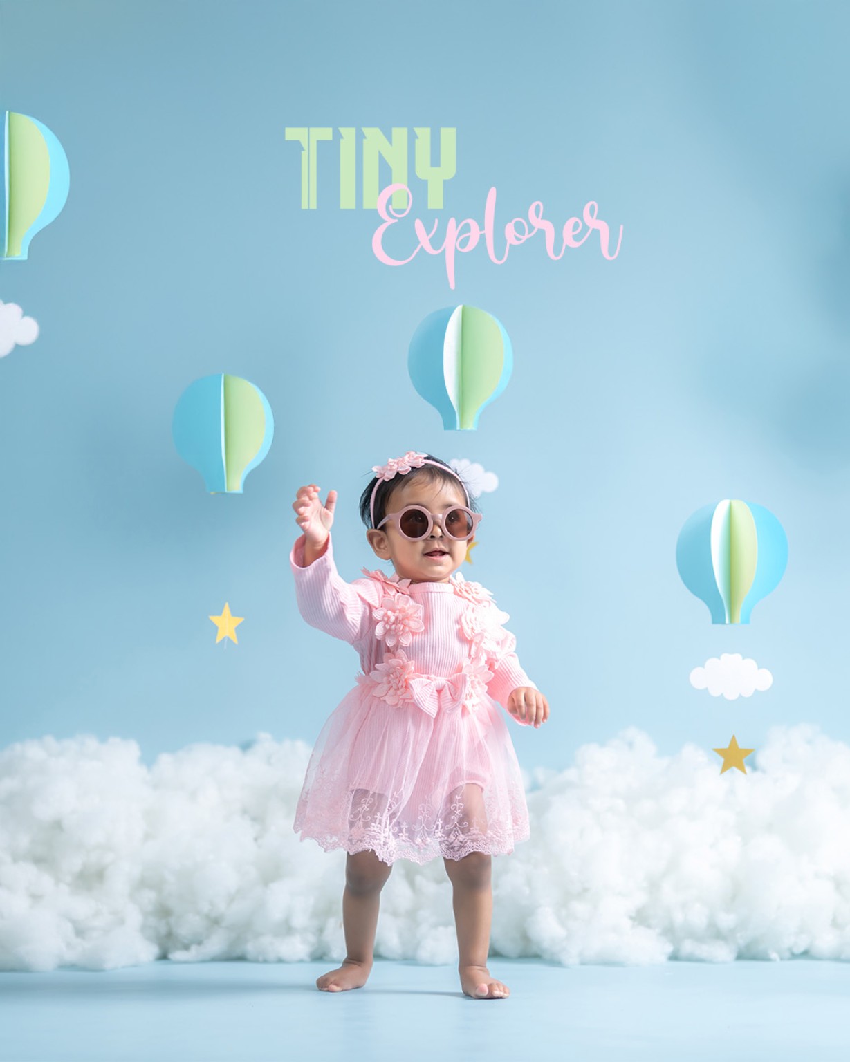 Tiny Explorer birthday studio portrait